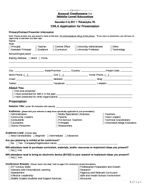 Primary/Contact Presenter Information
