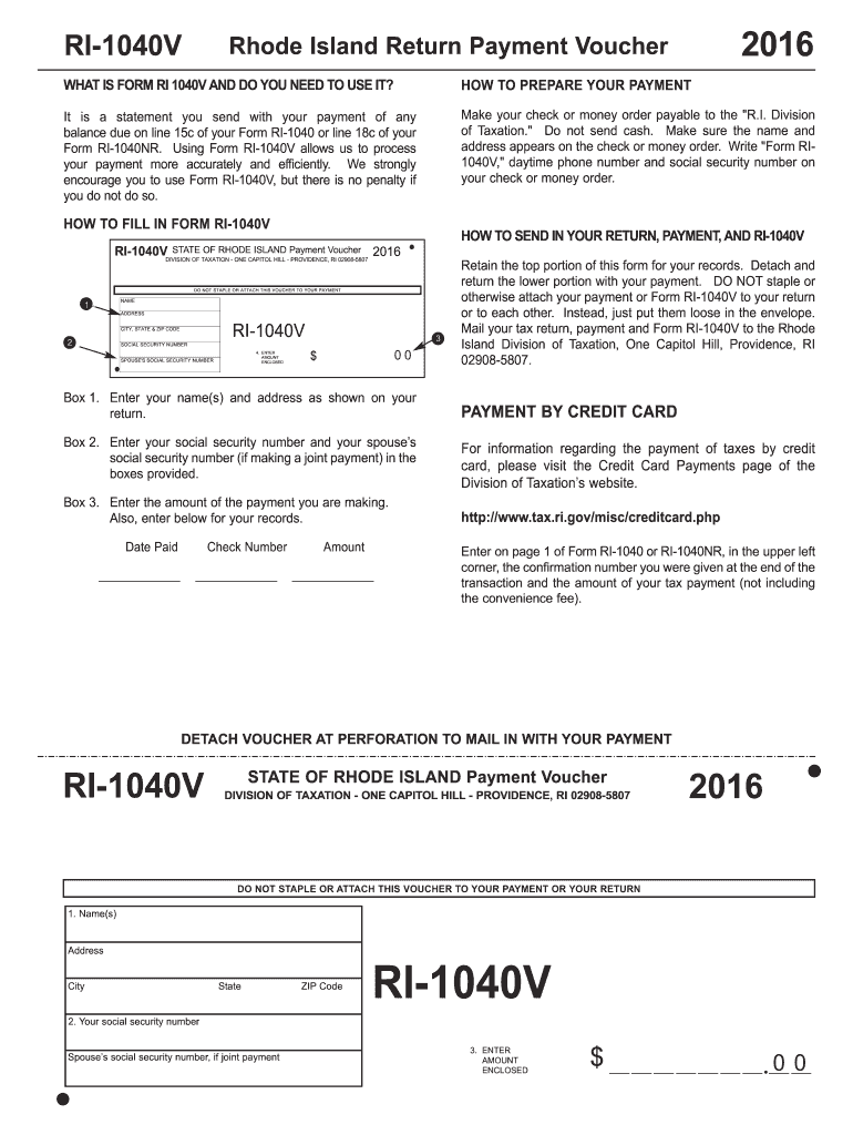 ri voucher 2016 form Preview on Page 1