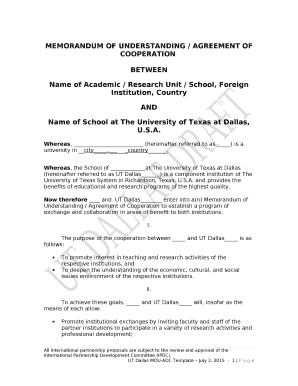 MEMORANDUM OF UNDERSTANDING / AGREEMENT OF COOPERATION