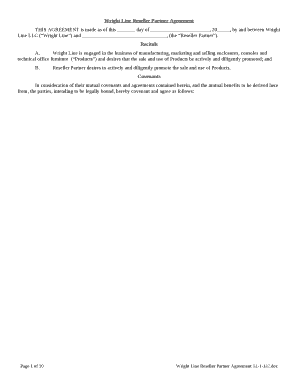 Wright Line Reseller Partner Agreement