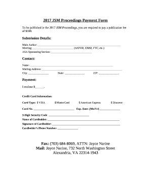2017 JSM Proceedings Payment Form