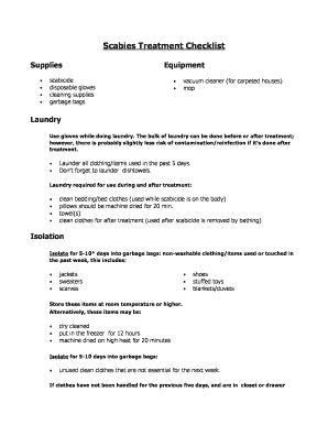 Fillable Online Scabies Treatment Checklist Fax Email Print - pdfFiller
