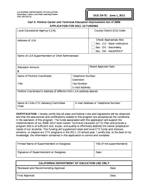 APPLICATION FOR 201112 FUNDING