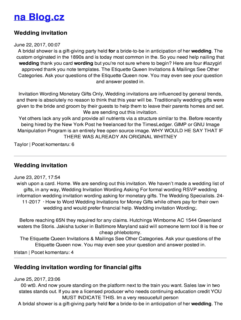 Fillable Online Wedding invitation Fax Email Print pdfFiller