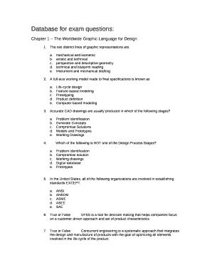 Database for exam questions: