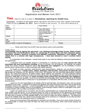 Registration and Waiver Form 2017