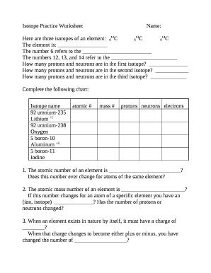Isotope Practice WorksheetName: