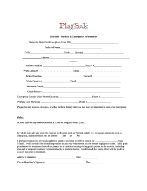 PlaySafe - Medical & Emergency Information