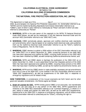 CALIFORNIA ELECTRICAL CODE AGREEMENT