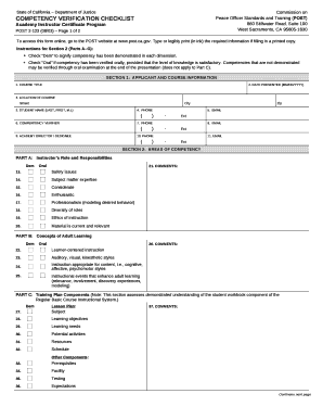 COMPETENCY VERIFICATION CHECKLIST