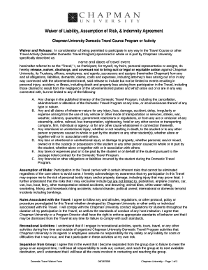 Chapman University Domestic Travel Course Program or Activity