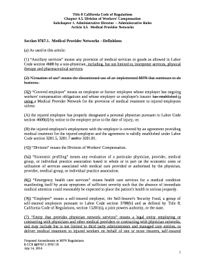 Medical Provider Networks --Definitions