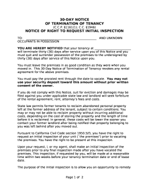 OF TERMINATION OF TENANCY