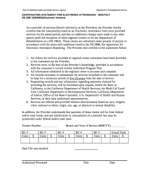 As a provider of services (herein referred to as the Provider), the Provider hereby certifies that the consumer(s) listed on an Electronic Attendance form were provided services for the stated period, and that no additional charges were