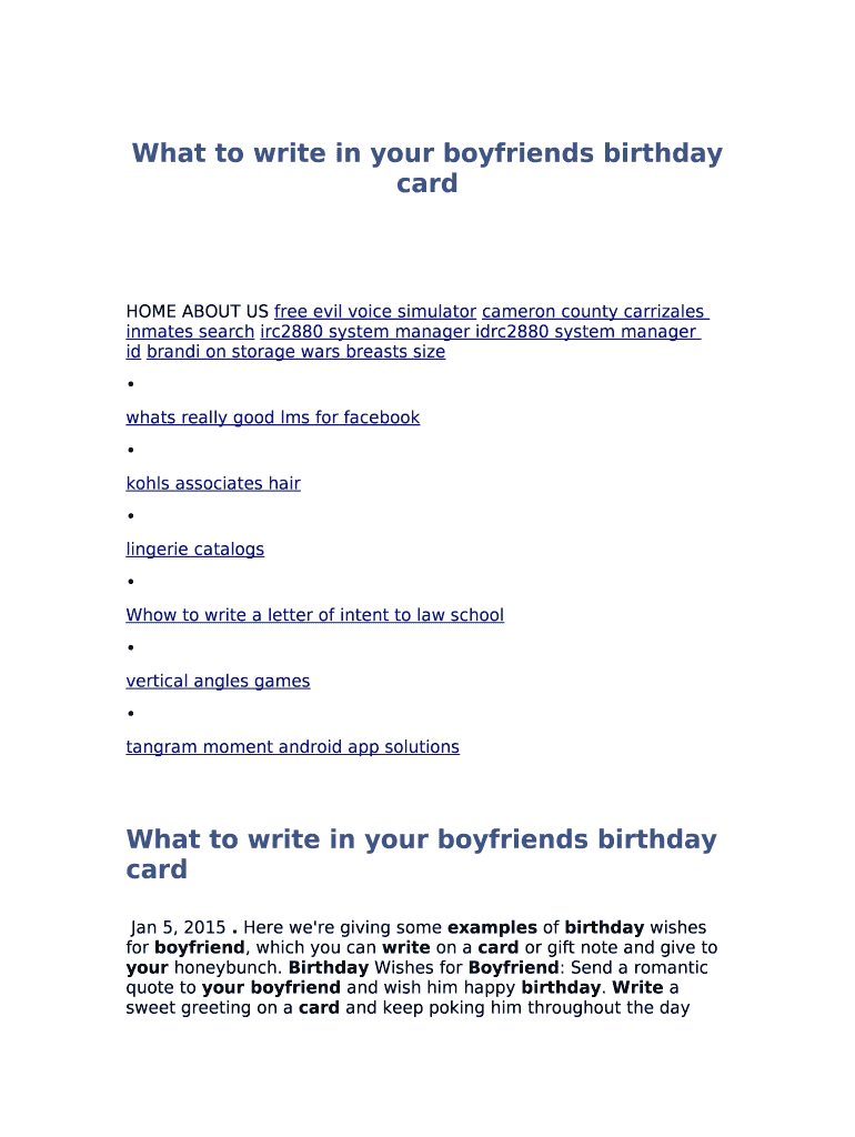 What to write in your boyfriends birthday card Doc Template pdfFiller