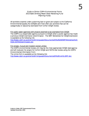 Guide to Online CDPH Environmental Forms
