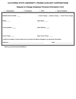 Request to Change Employee Personal Information Form