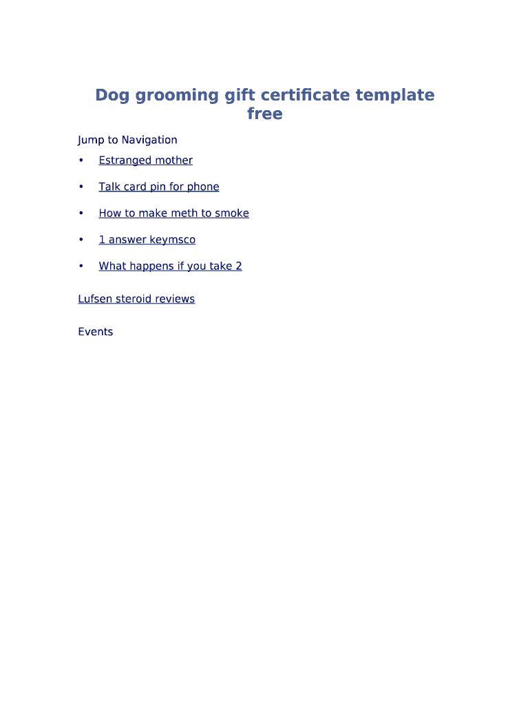 Dog grooming gift certificate template free Doc Template | pdfFiller