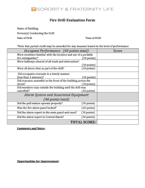Fillable Online Fire Drill Evaluation Form Fax Email Print pdfFiller