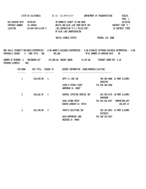 BID OPENING DATE09/09/09IN HUMBOLDT COUNTY IN AND NEAR09/16/09