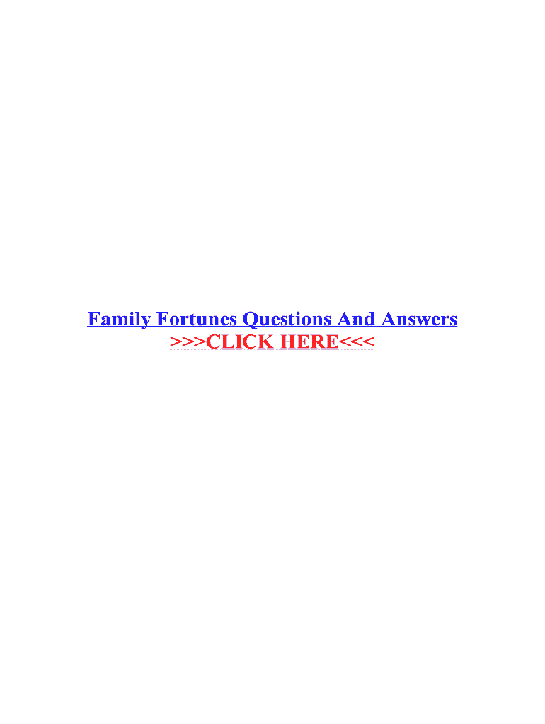 Fillable Online Family Fortunes Questions And Answers Fax Email Print pdfFiller