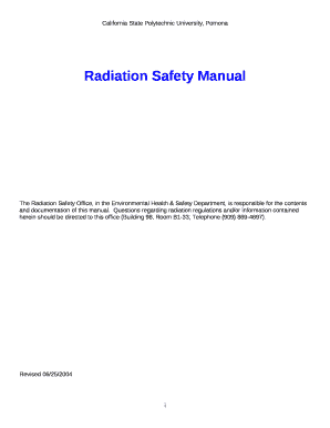 The Radiation Safety Office, in the Environmental Health & Safety Department, is responsible for the contents and documentation of this manual