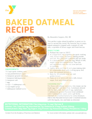 Fillable Online BAKED OATMEAL Fax Email Print - pdfFiller