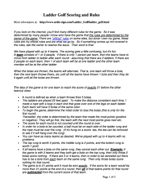 Fillable Online Ladder Golf Scoring and Rules Fax Email Print - pdfFiller