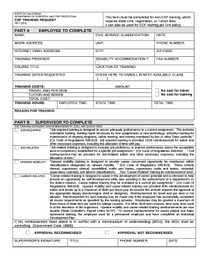CDF TRAINING REQUEST