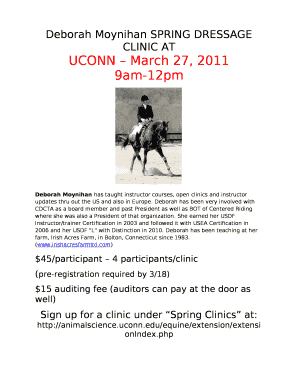 Deborah Moynihan SPRING DRESSAGE CLINIC AT