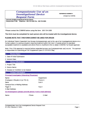Compassionate Use of an Investigational Device Request Form