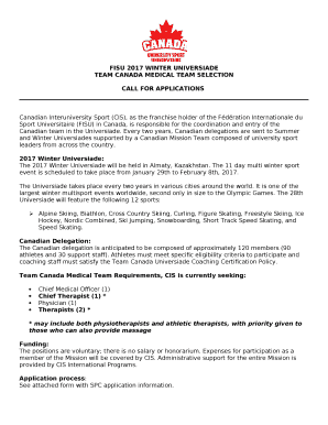 TEAM CANADA MEDICAL TEAM SELECTION