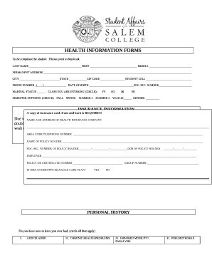 HEALTH INFORMATION FORMS