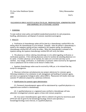HAZARDOUS DRUG SAFETY & HEALTH PLAN:PREPARATION, ADMINISTRATION AND DISPOSAL OF CYTOTOXIC AGENTS