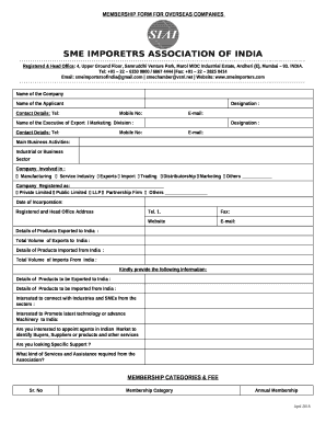 MEMBERSHIP FORM FOR OVERSEAS COMPANIES