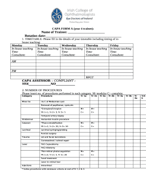 CAPA FORM A (year 4 trainee):