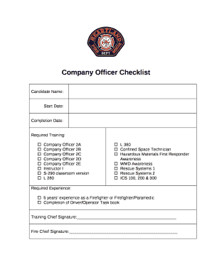 Company Officer Checklist