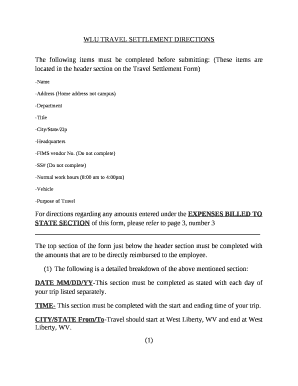 WLU TRAVEL SETTLEMENT DIRECTIONS