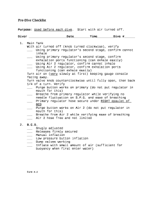 Pre dive checklist pdf