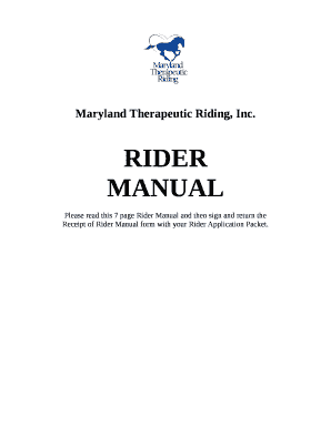 Receipt of Rider Manual form with your Rider Application Packet