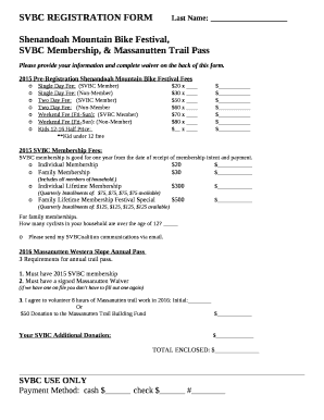 SVBC REGISTRATION FORMLast Name: