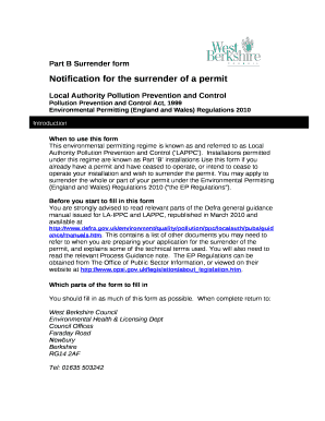 You may apply to surrender the whole or part of your permit under the Environmental Permitting (England and Wales) Regulations 2010 (the EP Regulations)