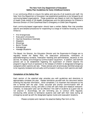 Safety Plan Guidelines for Early Childhood Centers