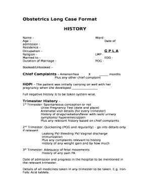 Obstetrics Long Case Format