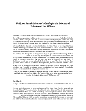 Uniform Parish Members Guide for the Diocese of Toledo and the Midwest