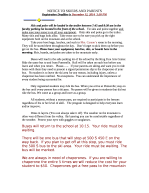 NOTICE TO SKIERS AND PARENTS