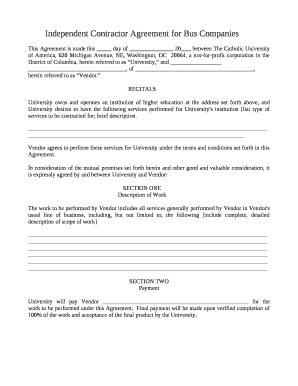 Independent Contractor Agreement for Bus Companies