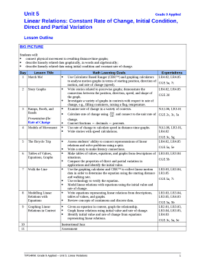 Linear Relations: Constant Rate of Change, Initial Condition,