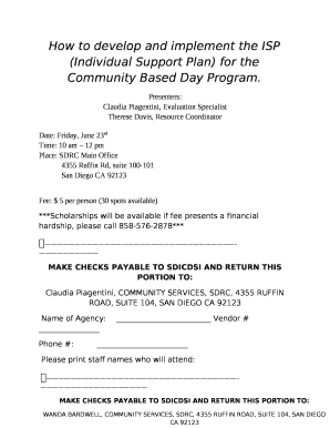 How to develop and implement the ISP (Individual Support Plan) for the Community Based Day Program