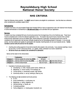 NHS CRITERIA